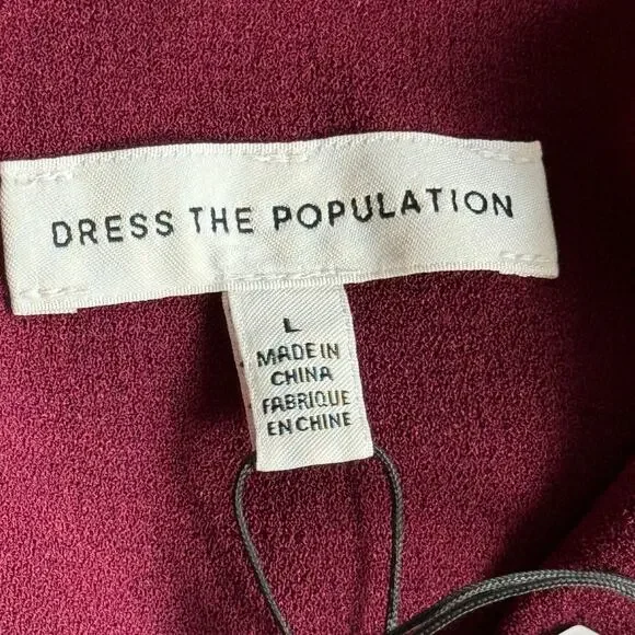 Dress the Population Tiffany One Shoulder Midi Dress Burgundy Size Large NWT - Picture 10 of 13